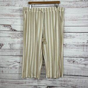 Belle by Kim Gravel Beack Tan Stripe Capri Pants